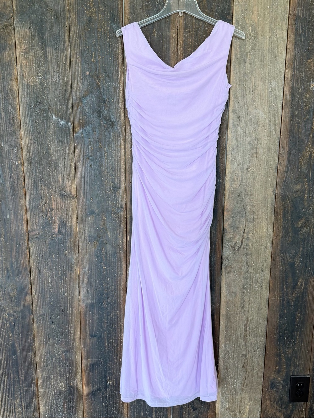 Elegant Lavender Sleeveless Ruched Maxi Dress